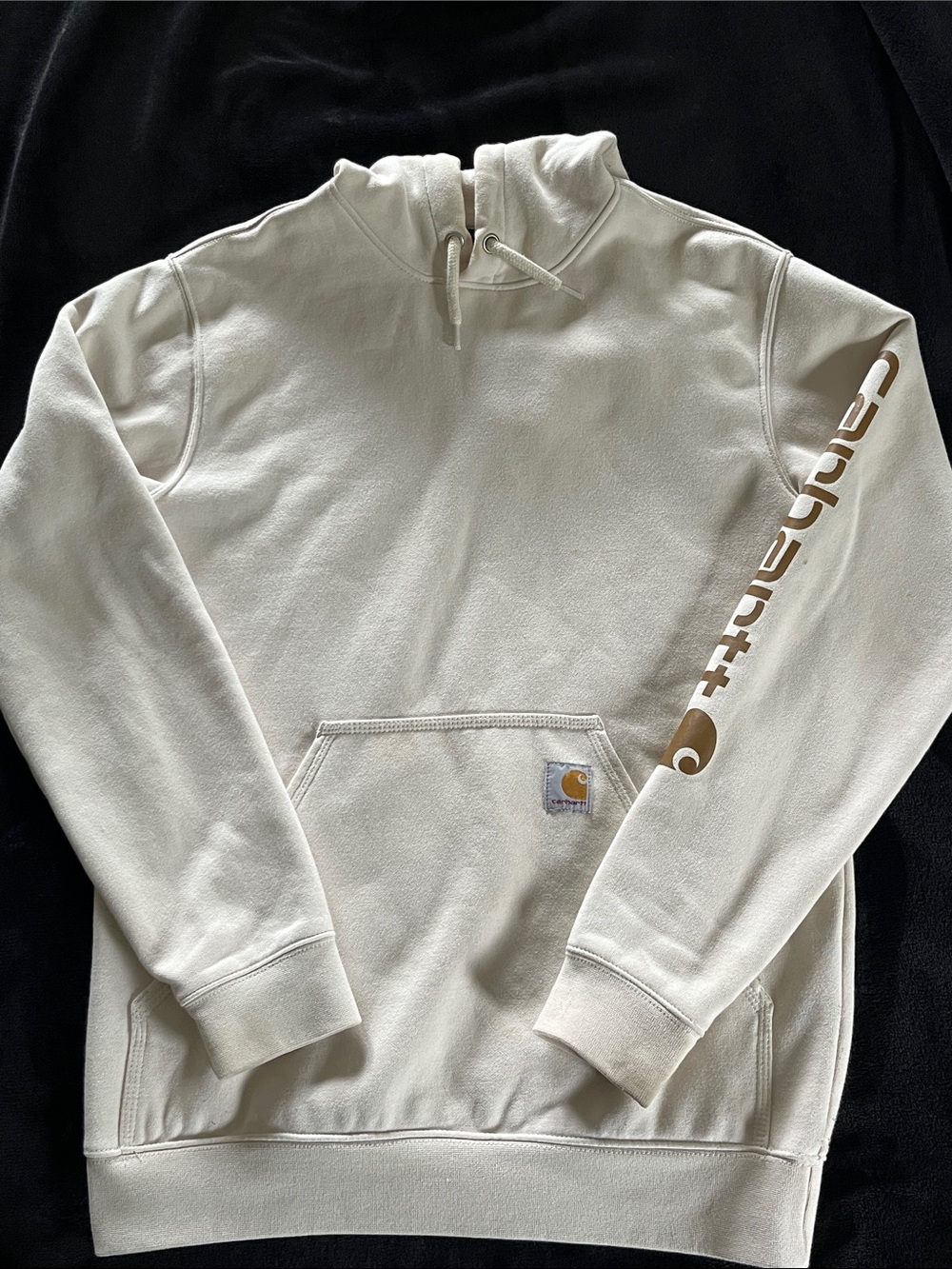 Carhartt Crewneck Hoodie in Off-White with Gold Logo